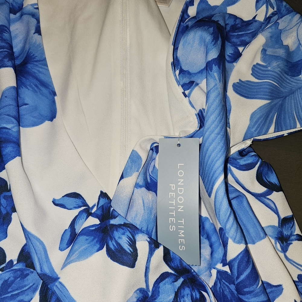 London Times petite Short Printed Floral Knee Length Cocktail Dress Size 16P NWT - Picture 9 of 10